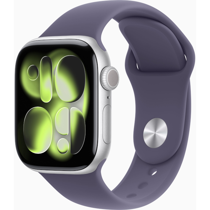 Watch Series 11 GPS + Cellular 42mm Silver Aluminium Case with Purple Fog Sport Band - M/L
