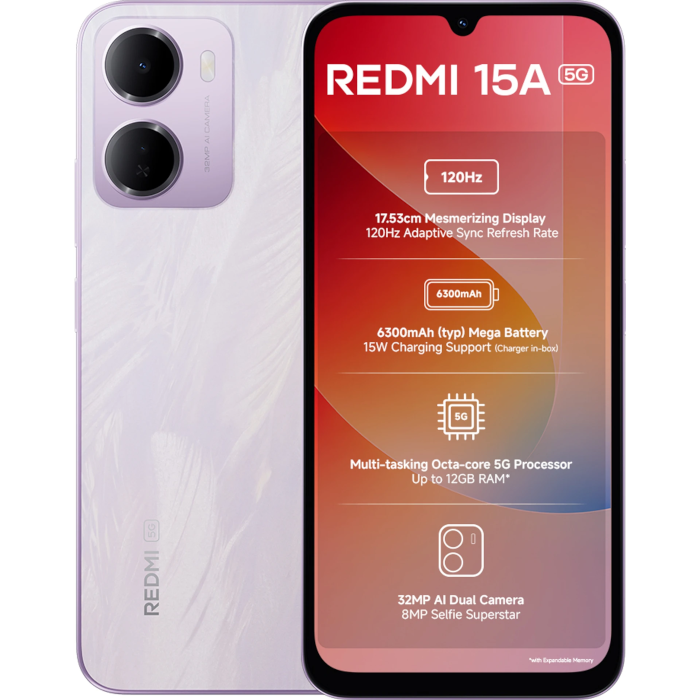 Redmi 15A 5G, 6/128GB, Amaze Purple