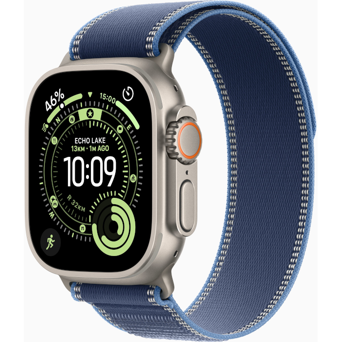 Watch Ultra 3 GPS + Cellular 49mm Natural Titanium Case with Blue/Bright Blue Trail Loop - M/L