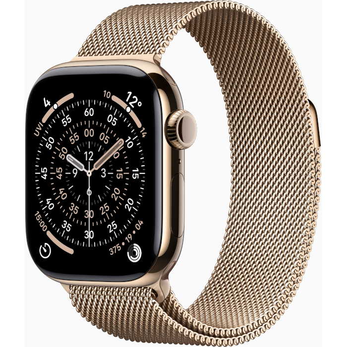 Watch Series 11 GPS + Cellular 46mm Gold Titanium Case with Gold Milanese Loop - S/M
