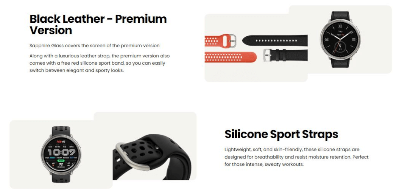 Active 2 (Round, Black Leather - Premium)