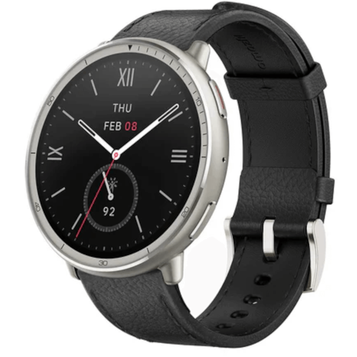 Amazfit Active 2 (Round, Black Leather - Premium)