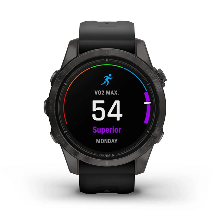 Epix Pro (Gen2) Sapphire Edition (42mm, Carbon Grey DLC, Black, Silicone Band)