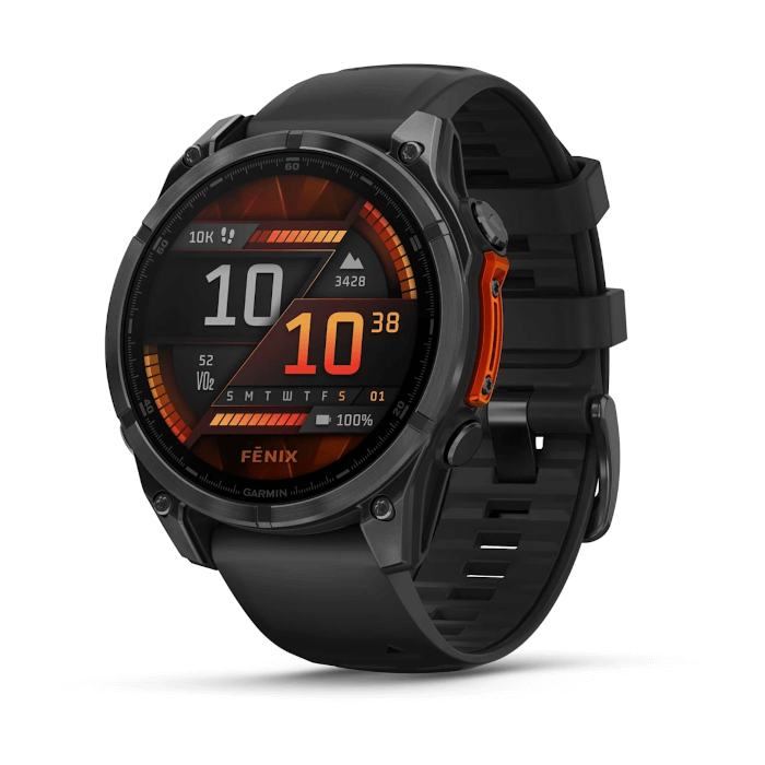 Garmin Fenix 8 (47mm, AMOLED, Slate Grey, Titanium, Black, Silicone Band)