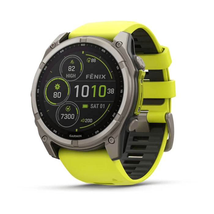 Garmin Fenix 8 (47mm, SOLAR, Sapphire, Titanium, Amp Yellow, Silicone Band)