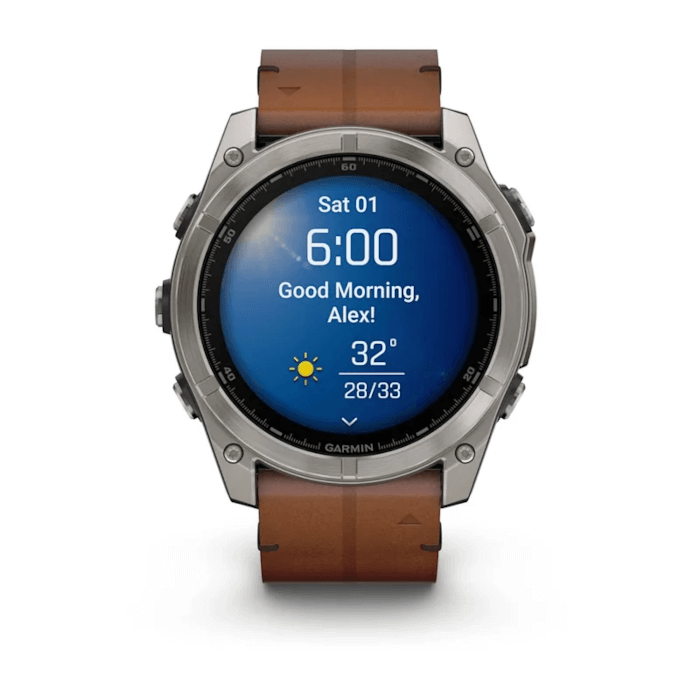 Fenix 8 (51mm, AMOLED, Sapphire, Titanium, Chestnut, Leather Band)