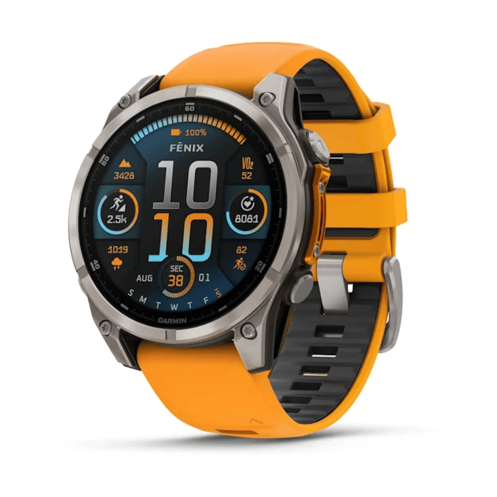 Garmin Fenix 8 (51mm, AMOLED, Sapphire, Titanium, Spark Orange, Silicone Band)