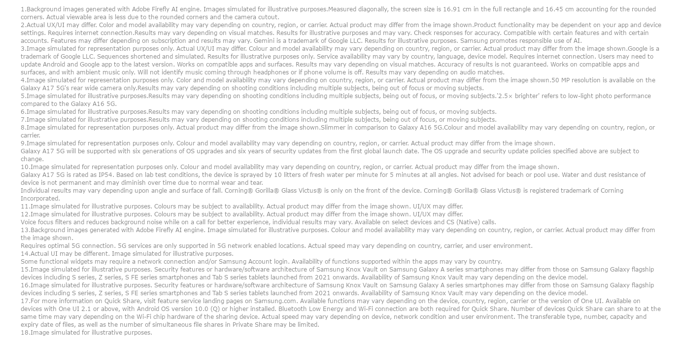 Galaxy A17 5G (Grey, 8GB, 256GB)