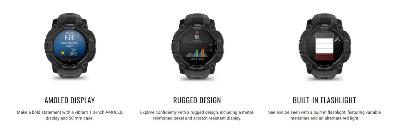 Instinct 3 (45mm, Black, Amoled, Black, Band)