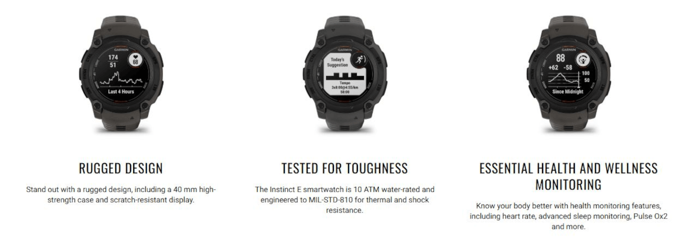 Instinct E (40mm, Black, Charcoal, Band)