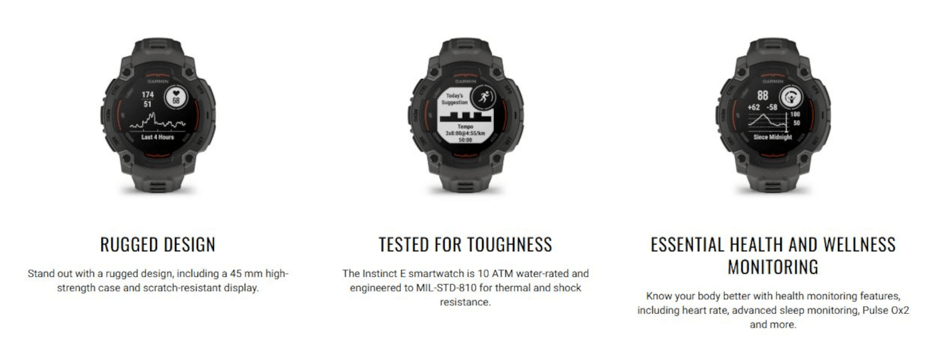 Instinct E (45mm, Black, Charcoal, Band)