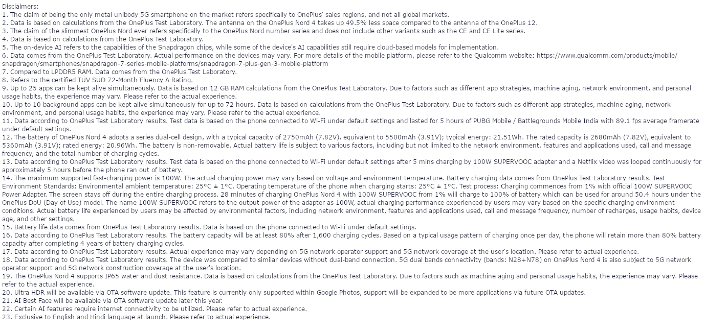 One Plus Nord 4 (Obsidian Midnight, 8GB, 256GB)