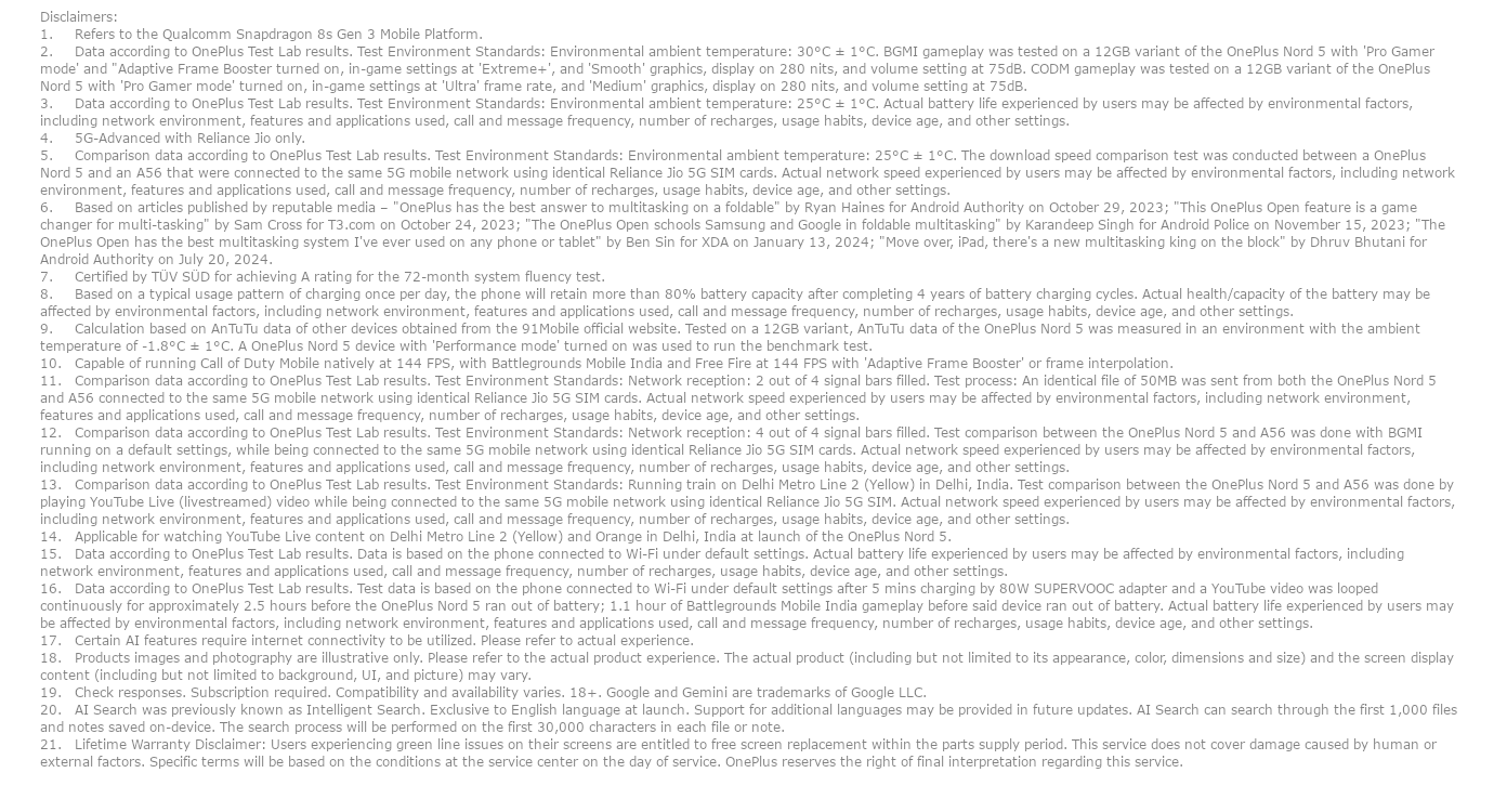 One Plus Nord 5 (Phantom Grey, 12GB, 256GB)