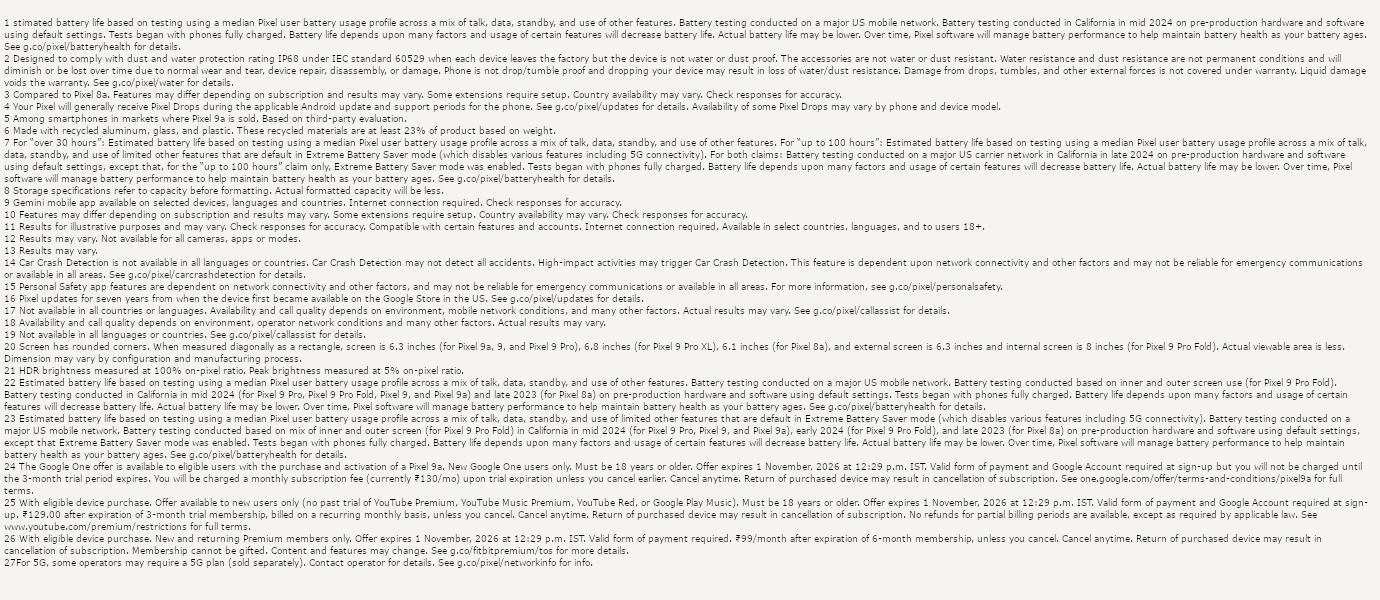 Pixel 9a (Obsidian, 8GB, 256GB)