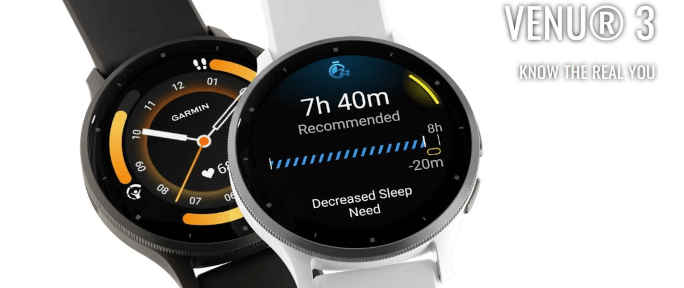 Venu 3 (45mm, Slate Stainless Steel Bezel, Black Leather Band)