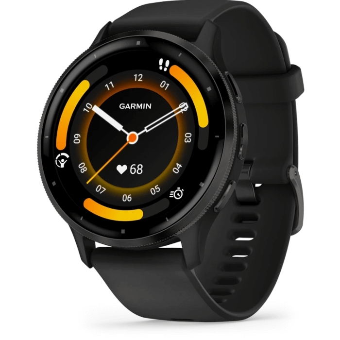 Garmin Venu 3 (45mm, Slate Stainless Steel Bezel, Black Silicone Band)