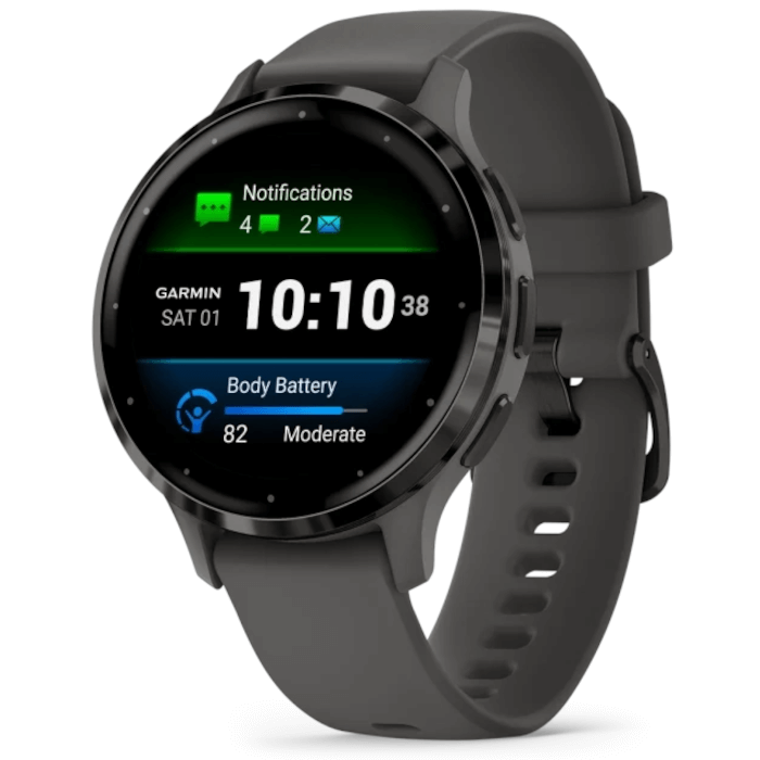 Garmin Venu 3S (41mm, Slate Stainless Steel Bezel, Pebble Grey Silicone Band)