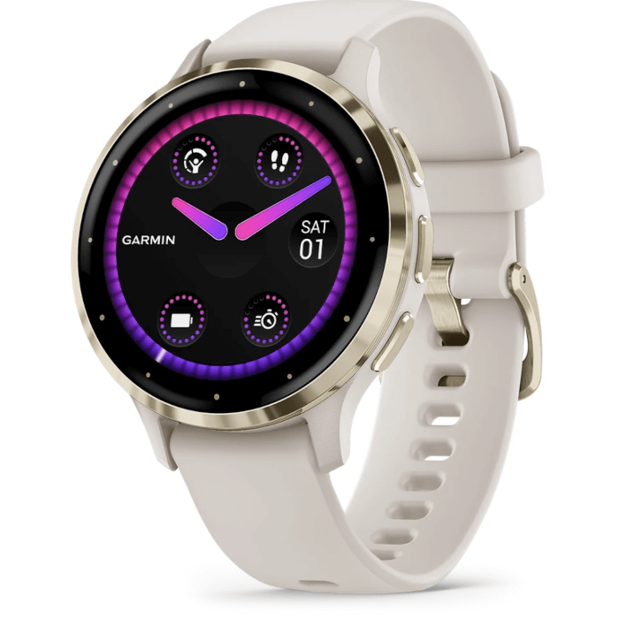 Garmin Venu 3S (41mm, Soft Gold Stainless Steel Bezel, Ivory Silicone Band)