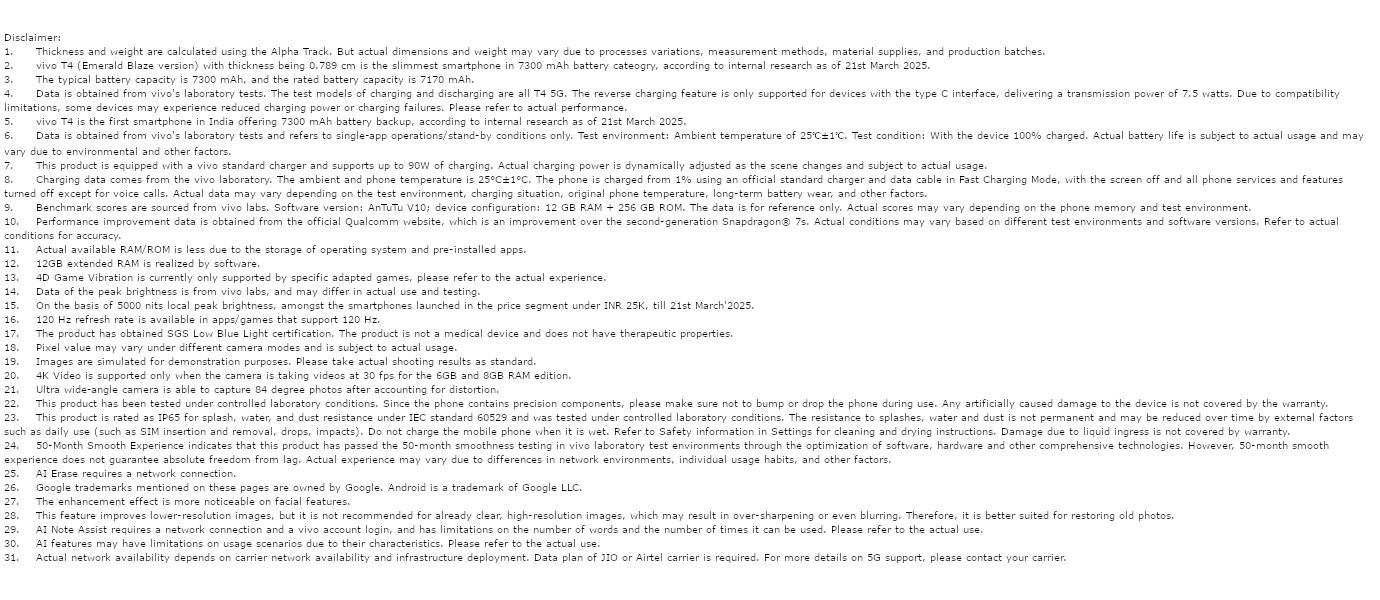 Vivo T4 5G (Phantom Grey, 8GB, 256GB)