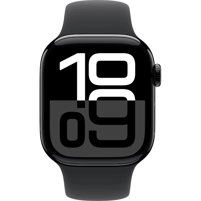 Apple Watch Series 10 (Aluminium,  Jet Black, 42mm, Black, Sport Band, ML, GPS + Cellular)