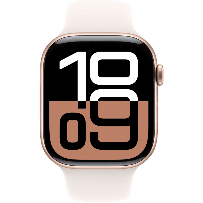 Apple Watch Series 10 (Aluminium,  Rose Gold, 46mm, Light Blush, Sport Band, ML, GPS + Cellular)