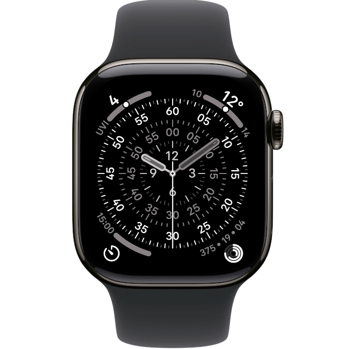 Watch Series 11 Titanium (42mm, Slate, Sport Band, Black, GPS + Cellular, M/L)