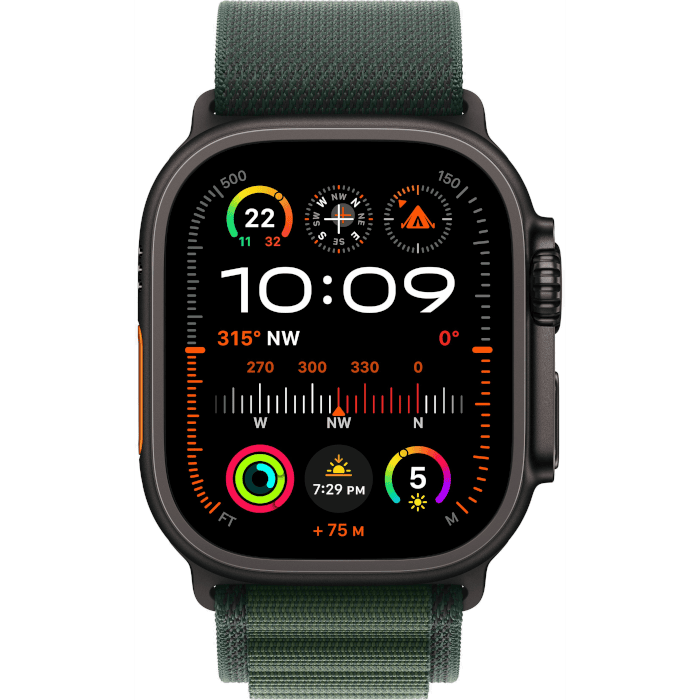 Watch Ultra 2 (Titanium, Black, 49mm, Dark Green, Alpine loop, S, GPS + Cellular)