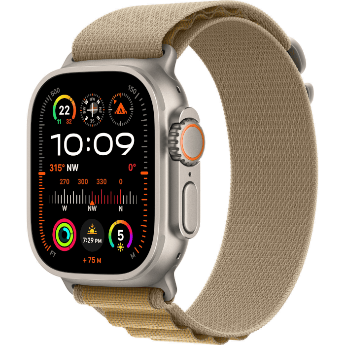 Apple Watch Ultra 2 (Titanium, Natural, 49mm, Tan, Alpine loop, L, GPS + Cellular)